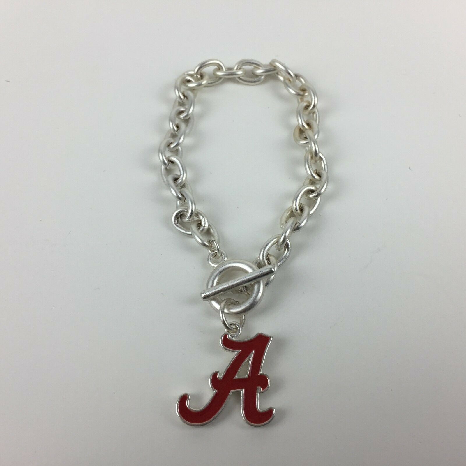 Alabama Crimson Tide Silver Bracelet Logo Script A Costume Jewelry