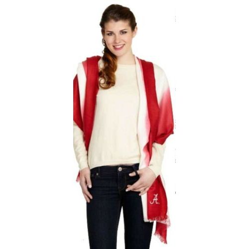 Alabama Crimson Tide Womens Logo Embroidered Ombre Shawl Scarf Crimson White